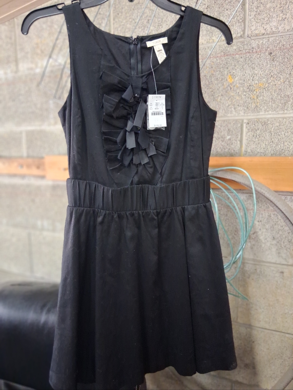J. Crew Black Ruffle-Front Sleeveless Party Dress